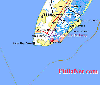 Map to the Beach
at Cape May, New Jersey